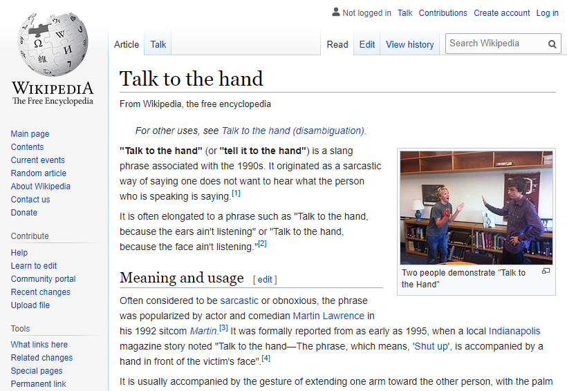 Talk to the hand